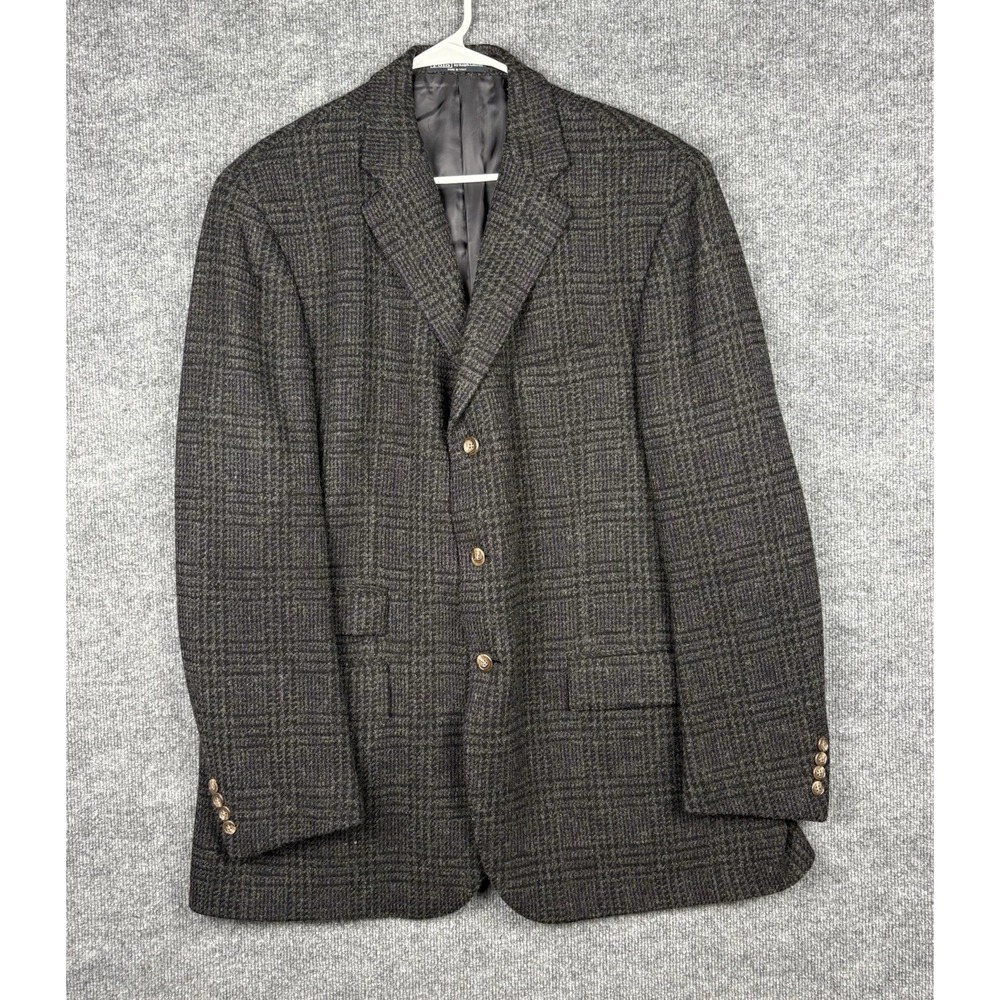Polo Ralph Lauren Blue Label Sport Coat 46L Wool Plaid Made Italy Blazer